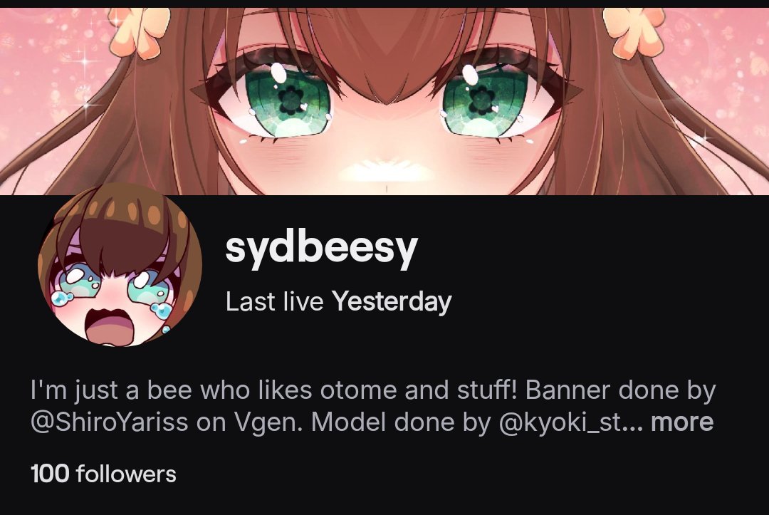Ahhh! Finally at 100 followers on Twitch!! It may not seem like much, but this is a huge deal for me :D 💛🐝