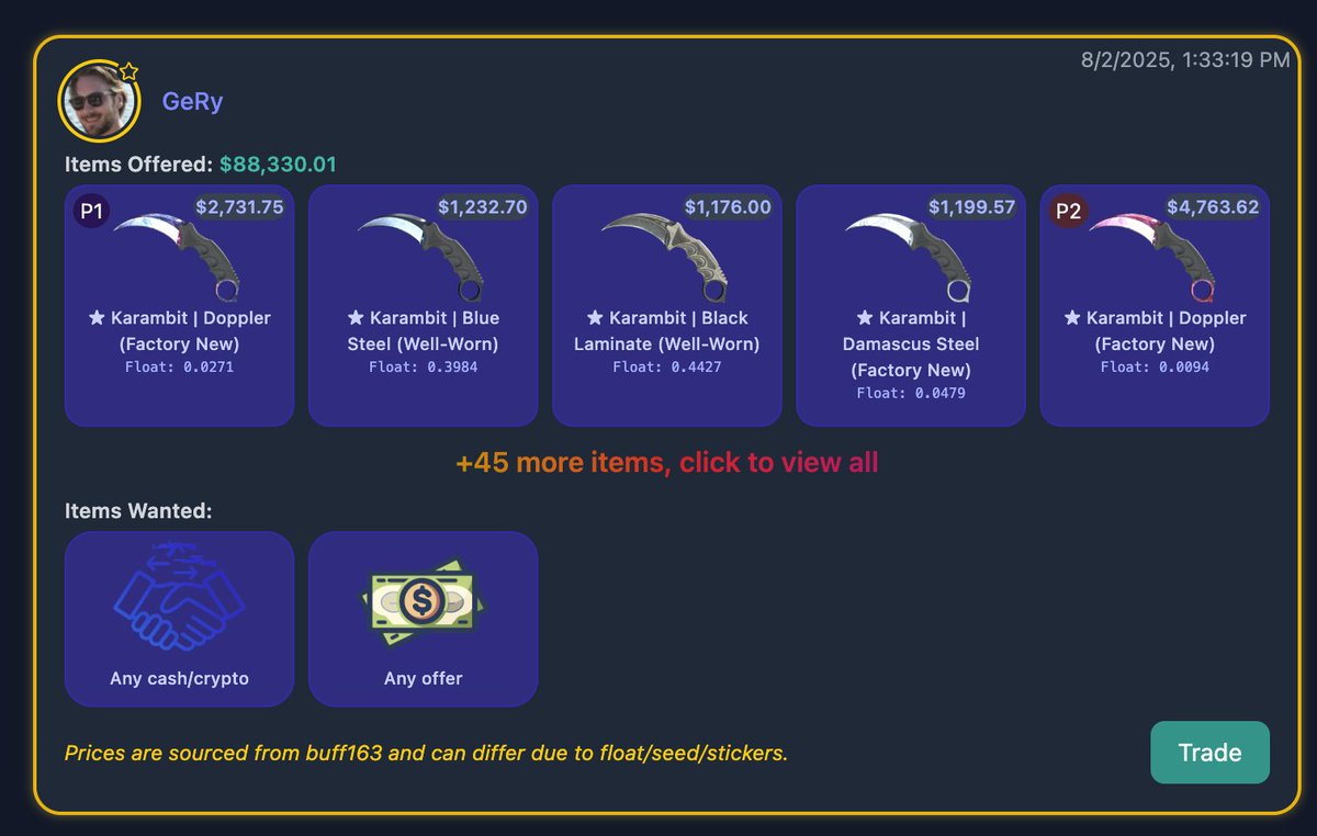 netstatcs2's tweet image. 👀👀👀

LFG! Thanks for checking csflips.com out