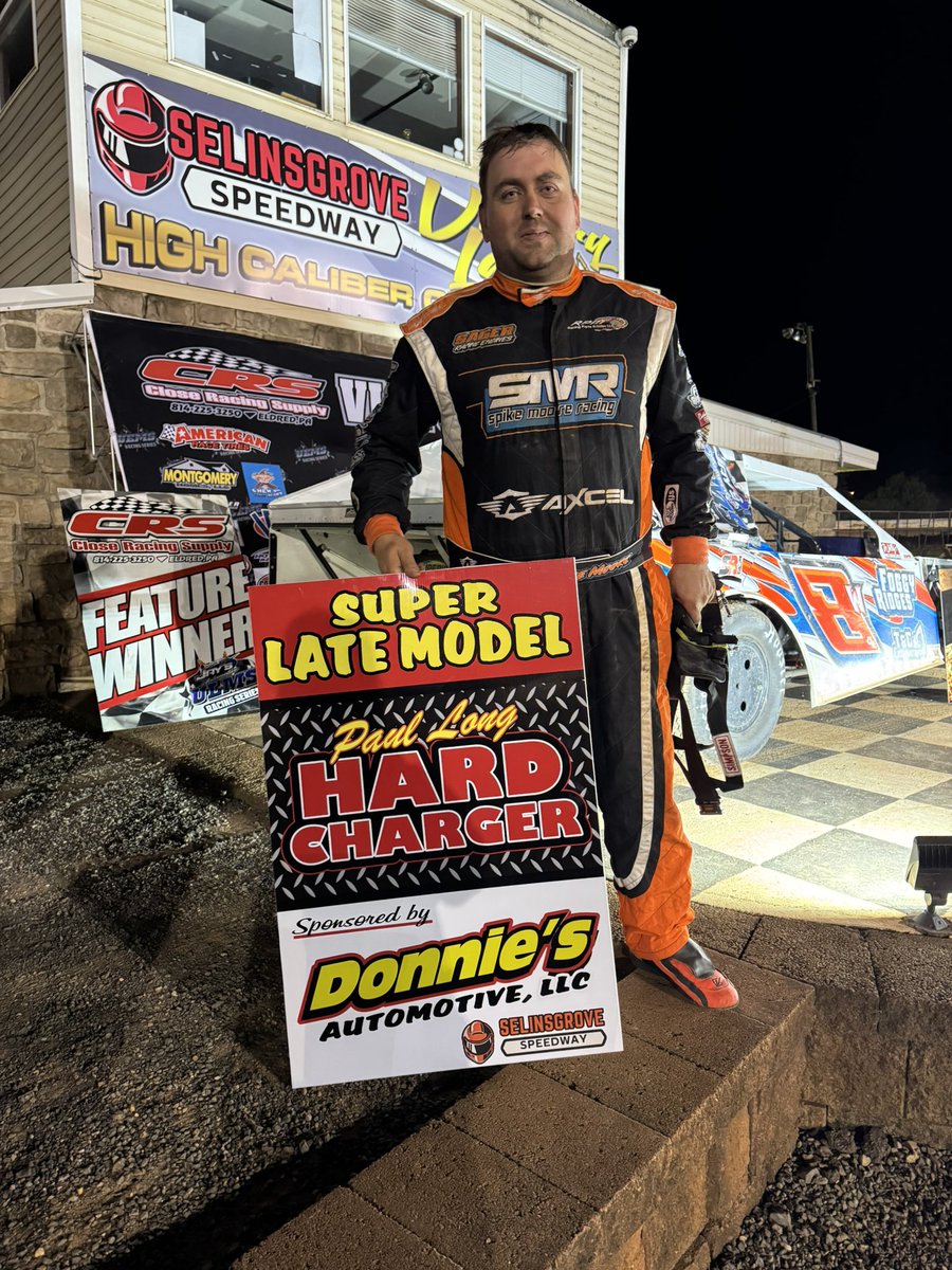 Selinsgrove Speedway & Raceway Park (@selinsgroverace) on Twitter photo Congrats to last night’s winners! 🏁
<a href="/ULMSLateModels/">United Late Model Series</a> <a href="/MzZeigler/">Mason Zeigler</a>
UEMS Spike Moore
<a href="/SuperiorHomesPa/">Superior Homes</a> Street Stocks Jasen Geesaman
Spike Moore also picked up the Donnie’s Automotive Hard Charger in ULMS SLM action for his 10th to 2nd run worth an extra $200! Congrats to last night’s winners! 🏁
<a href="/ULMSLateModels/">United Late Model Series</a> <a href="/MzZeigler/">Mason Zeigler</a>
UEMS Spike Moore
<a href="/SuperiorHomesPa/">Superior Homes</a> Street Stocks Jasen Geesaman
Spike Moore also picked up the Donnie’s Automotive Hard Charger in ULMS SLM action for his 10th to 2nd run worth an extra $200!