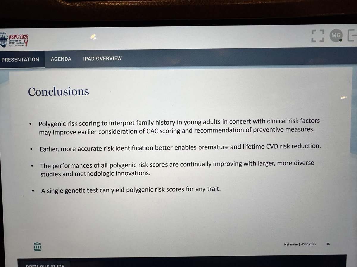 Dr. Martha Gulati ♥️🫀❤️🩹🇨🇦 (@drmarthagulati) on Twitter photo Lifetime CVD risk estimate is needed for younger people!
🫀 when incorporate PRS: prediction improves
🫀when you know PRE: can influence cascade screening
🫀We need earlier & more accurate assessment beyond risk scores
#ASPC2025 <a href="/pnatarajanmd/">Pradeep Natarajan</a> Lifetime CVD risk estimate is needed for younger people!
🫀 when incorporate PRS: prediction improves
🫀when you know PRE: can influence cascade screening
🫀We need earlier & more accurate assessment beyond risk scores
#ASPC2025 <a href="/pnatarajanmd/">Pradeep Natarajan</a>