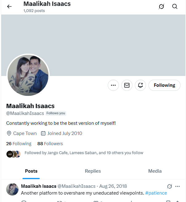 badnadza's tweet photo. @safstransport @Safs2 please also ask her to delete this outdated LinkedIn profile of hers which still uses my surname similar to her Twitter Account.... https://t.co/wZoXk7pyxw
