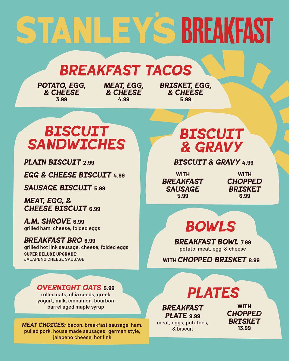 The menu! 🔥
Repost this for a chance to win breakfast. 😍