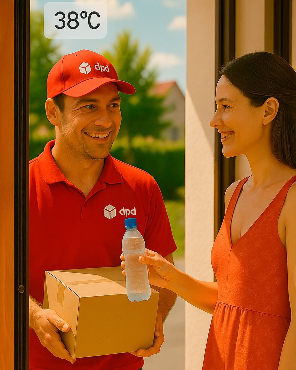 38 Grad? Kein Problem! Unsere Zusteller:innen bringen deine Pakete – auch wenn das Thermometer schmilzt. ☀️🚚 Und mit kleinen Gesten wird’s nicht nur netter, sondern auch direkt ’ne Nummer cooler. 😎❄️ Sicher &amp; pünktlich bis an die Tür oder zu deinem ausgewählten Paketshop