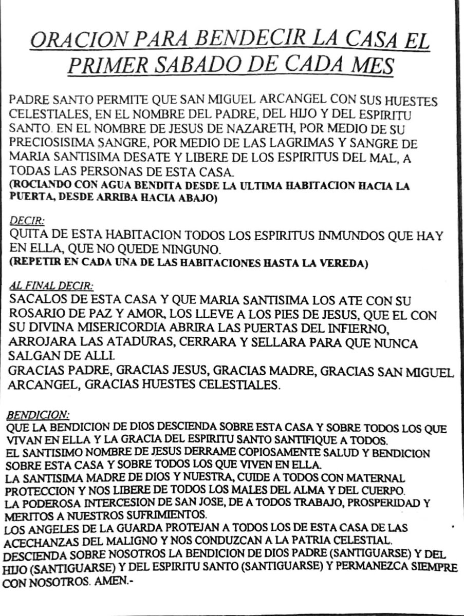 Primer sábado del mes, hacemos la bendición del hogar