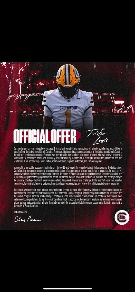 Triston Lewis (@tristonlewis18) on Twitter photo Gamecock Nation, it’s Official, let’s do it😎🤙🏾🐔 <a href="/GamecockFB/">South Carolina Football</a> <a href="/CoachSBeamer/">Shane Beamer</a> <a href="/togray14/">Torrian Gray</a> <a href="/CoachClaytonW/">Clayton White</a> <a href="/P_Ellsworth_USC/">Preston Ellsworth</a> <a href="/DarrenUscher/">Darren Uscher</a> <a href="/ghseagles_fb/">Greenwood Eagles Football</a> <a href="/coach_liner/">Coach Chris Liner</a> <a href="/Tb8Butler/">Tom Butler</a> <a href="/CoachMiller56/">Amsey Miller</a> <a href="/CoachChildress_/">Trey Childress</a> <a href="/sentell112/">Kennis Sentell Peake</a> <a href="/nextt_level/">nextt_level_fitness</a> <a href="/YoureNextTrain1/">Y. N. T. 🤘🏿🤘🏾🤘🏼</a> <a href="/CoachWash4/">Kevin Washington</a> <a href="/train0187/">TRAINBUILT PERFORMANCE</a> Gamecock Nation, it’s Official, let’s do it😎🤙🏾🐔 <a href="/GamecockFB/">South Carolina Football</a> <a href="/CoachSBeamer/">Shane Beamer</a> <a href="/togray14/">Torrian Gray</a> <a href="/CoachClaytonW/">Clayton White</a> <a href="/P_Ellsworth_USC/">Preston Ellsworth</a> <a href="/DarrenUscher/">Darren Uscher</a> <a href="/ghseagles_fb/">Greenwood Eagles Football</a> <a href="/coach_liner/">Coach Chris Liner</a> <a href="/Tb8Butler/">Tom Butler</a> <a href="/CoachMiller56/">Amsey Miller</a> <a href="/CoachChildress_/">Trey Childress</a> <a href="/sentell112/">Kennis Sentell Peake</a> <a href="/nextt_level/">nextt_level_fitness</a> <a href="/YoureNextTrain1/">Y. N. T. 🤘🏿🤘🏾🤘🏼</a> <a href="/CoachWash4/">Kevin Washington</a> <a href="/train0187/">TRAINBUILT PERFORMANCE</a>