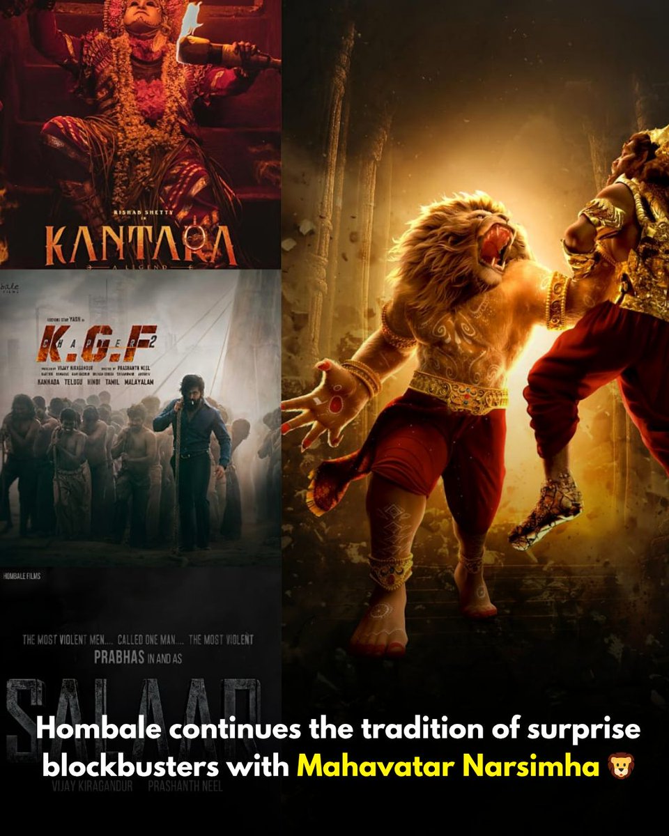 Not every film starts as a blockbuster but Hombale knows how to create one.
They did it with KGF. Then Kantara. And now Mahavatar Narsimha.#MahavatarNarsimha@hombalefilms <a href="/VKiragandur/">Vijay Kiragandur</a> <a href="/ChaluveG/">Chaluve Gowda</a> <a href="/kleemproduction/">Kleem Productions</a> <a href="/shilpaadhawan/">shilpa dhawan</a> <a href="/AshwinKleem/">Kleem Productions</a> <a href="/SamCSmusic/">𝐒𝐀𝐌 𝐂 𝐒</a> <a href="/MahavatarTales/">Mahavatar Narsimha</a>