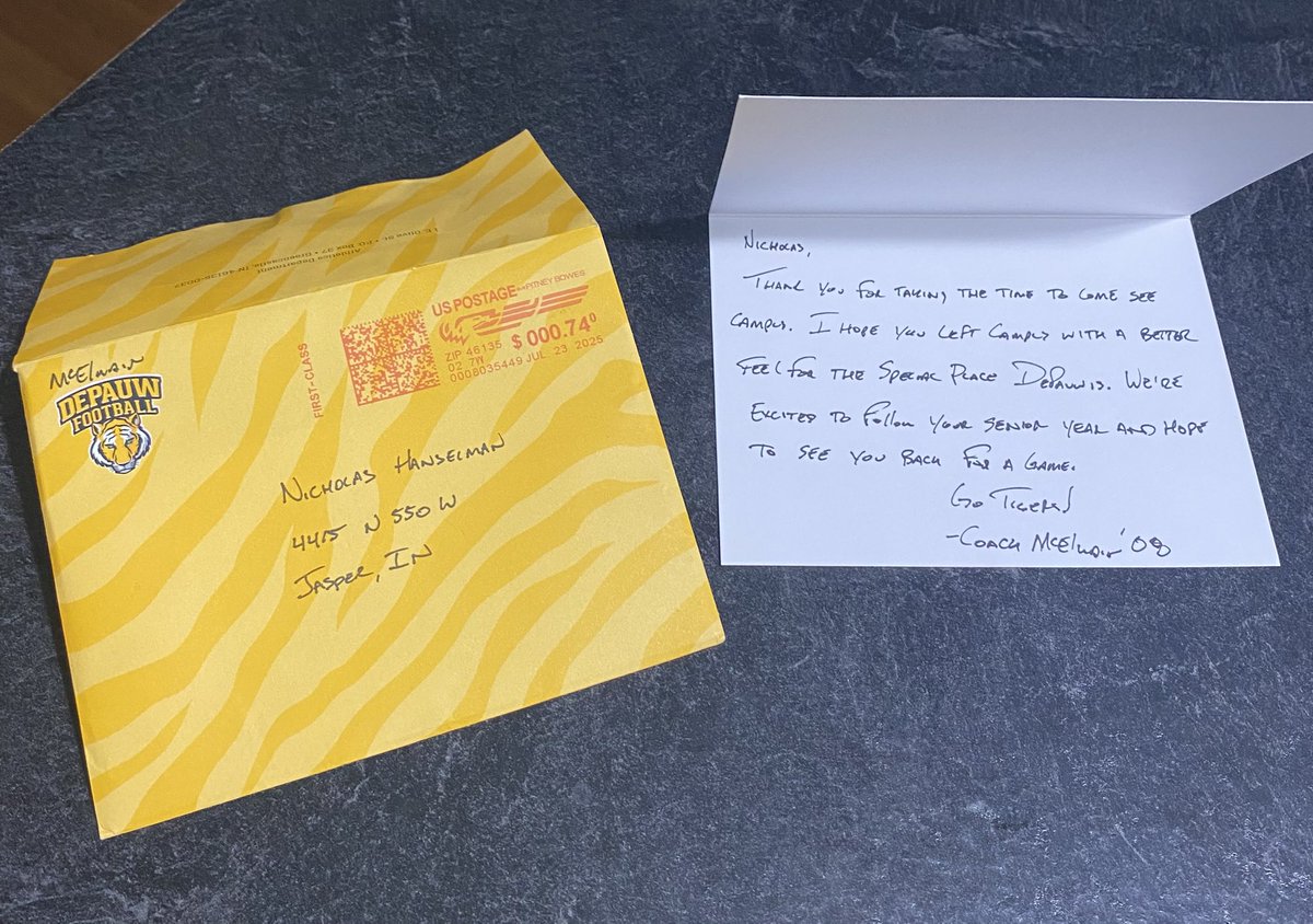 Nick Hanselman (@nickhanse90) on Twitter photo Thank <a href="/Coach_McElwain/">Ryan McElwain</a> for the nice letter!
<a href="/DePauwTigersFB/">DePauw Football</a> <a href="/qbdietz/">Brett Dietz</a> <a href="/MasonEspinosa1/">Mason Espinosa</a> <a href="/CoachDarden_/">Dante Darden</a> <a href="/CoachHartJHS/">Derek Hart</a> <a href="/CoachManers/">Jared Maners</a> <a href="/CoachPeak13/">KeAundre Peak</a> #JVE Thank <a href="/Coach_McElwain/">Ryan McElwain</a> for the nice letter!
<a href="/DePauwTigersFB/">DePauw Football</a> <a href="/qbdietz/">Brett Dietz</a> <a href="/MasonEspinosa1/">Mason Espinosa</a> <a href="/CoachDarden_/">Dante Darden</a> <a href="/CoachHartJHS/">Derek Hart</a> <a href="/CoachManers/">Jared Maners</a> <a href="/CoachPeak13/">KeAundre Peak</a> #JVE
