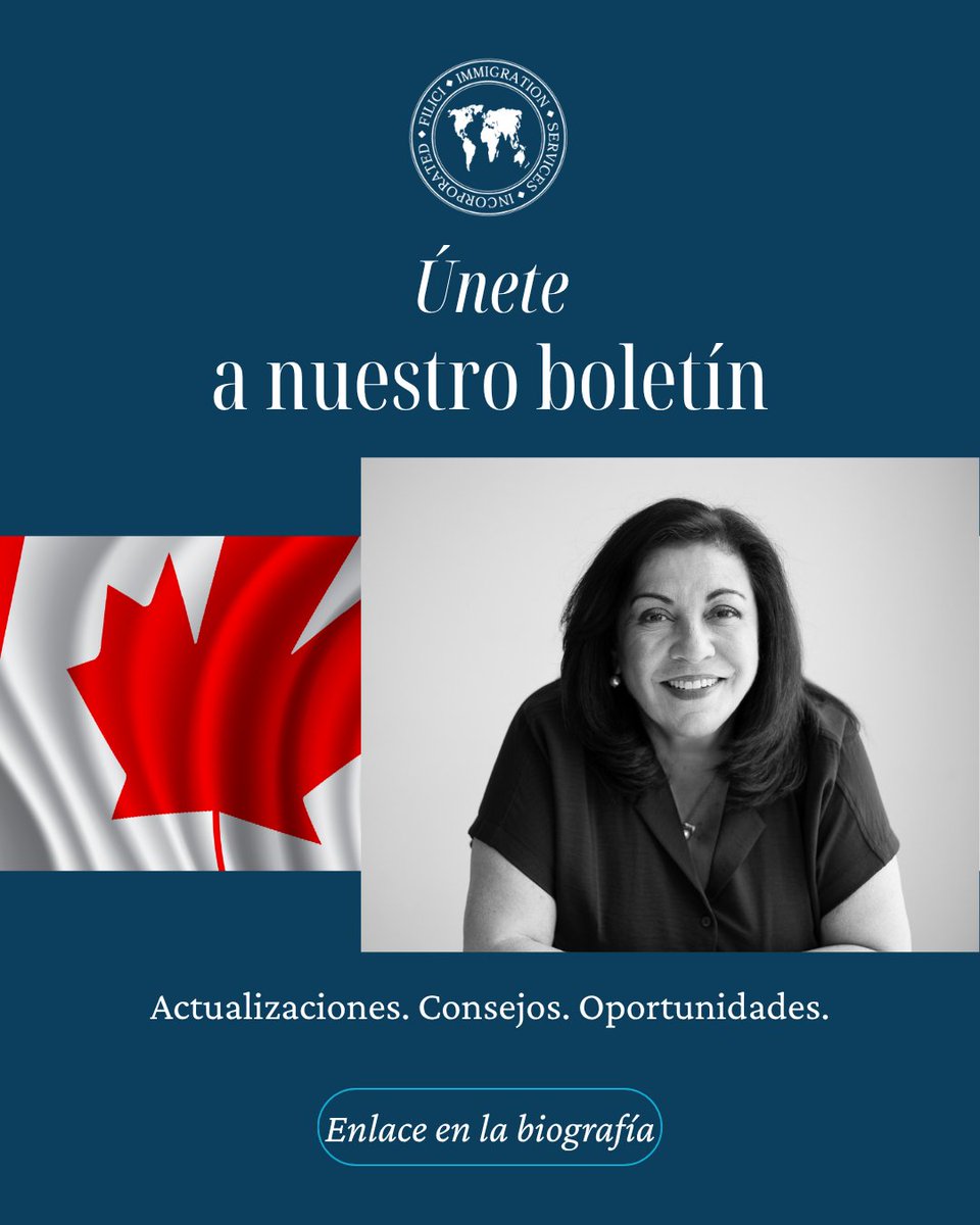 FiliciIS's tweet photo. 📰 ¿Quieres mantenerte al día con la inmigración en Canadá?
Suscríbete a nuestro boletín y recibe:
✅ Nuevos blogs
✅ Noticias migratorias
✅ Entrevistas con Vilma Filici respondiendo tus preguntas

🔗 Suscríbete en https://t.co/0W4RpIltcm
#InmigraciónCanadá #FiliciImmigration https://t.co/yRoI4lOz8e