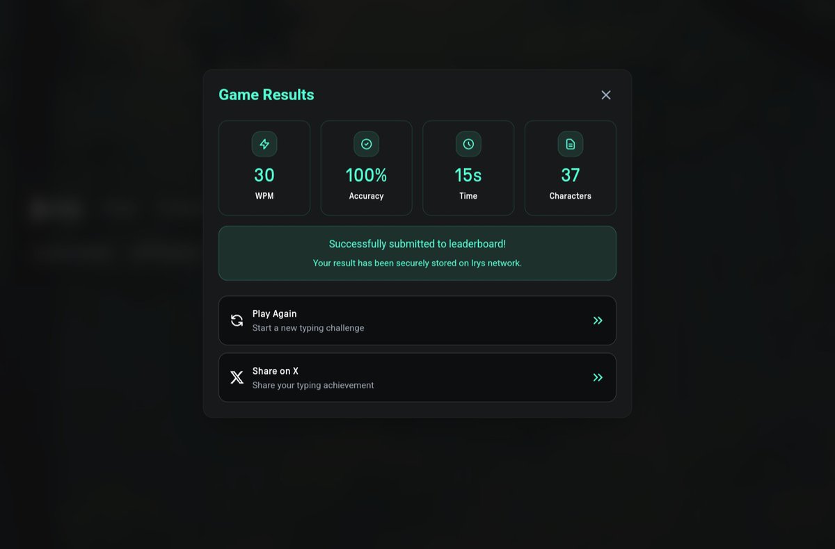 Asadul69Zz's tweet image. 🎯 Just finished a typing challenge on spritetype.irys.xyz!
💨 30 WPM
✅ 100% Accuracy
⏱️ 15 seconds
🔠 37 characters

Not bad for a warm-up! 💪
#TypingTest #Productivity #Spritetype
