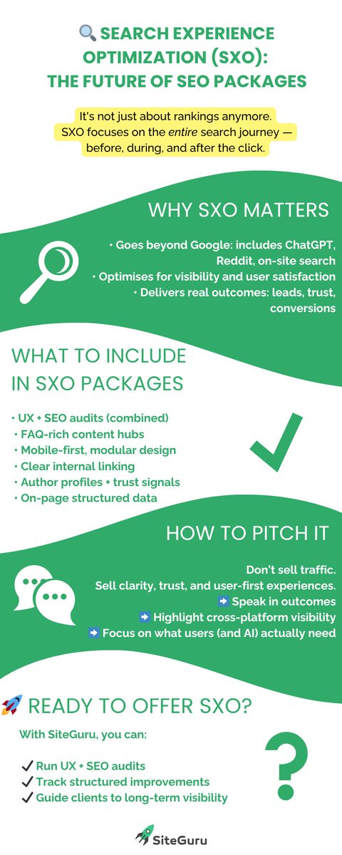 siteguruco's tweet image. ✅ What your agency can offer
✅ How to pitch SXO to outcome-focused clients

💡 Real visibility. Real trust. Real results.
And yes — SiteGuru helps you deliver all of it.

#SXO #SEO2025 #SearchExperience #DigitalMarketing #MarketingAgency #InHouseSEO #ContentStrategy #SiteGuru