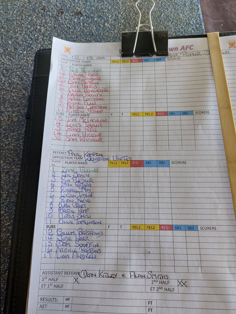 Today's Match Sheet