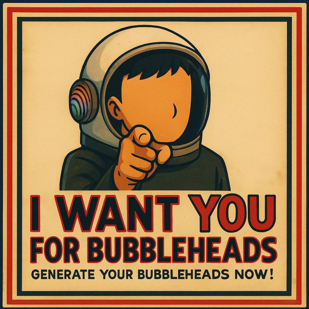 🫵🏻 BUBBLEHEADS ASSEMBLE 🚨  

~We’ve officialy launched ~

The Bubbleheads pfp generator 🫧

Generate yours now → bubbleheads.xyz   

Join the JUP movement (cult) and tag us with your new PFP!