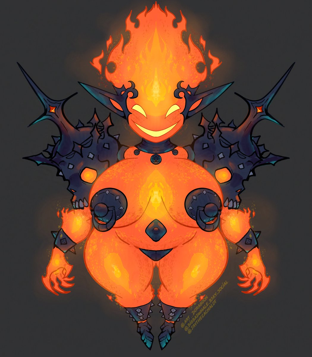 Blazing Brazwick

- I had an idea for a type of fire elemental enemy a while back; it's called a Brazwick (a combination of "brazier" and "wick"), a construct like a golem but infused with demonic energy and fire.