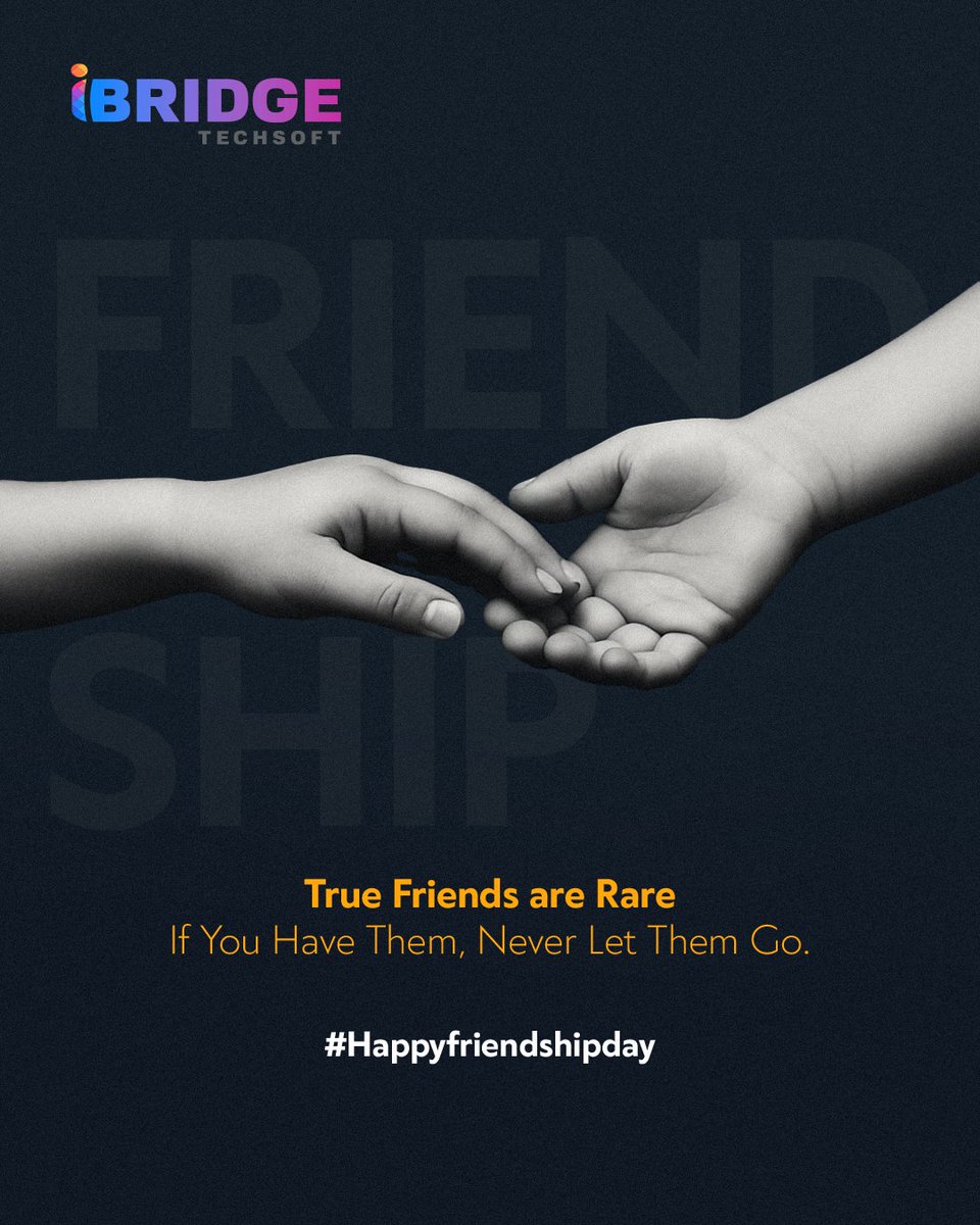 TechsoftIbridge's tweet image. True friends are rare
If you're lucky enough to have them, never let them go.
Celebrate the bonds that time and distance can never break.
ibridgetechsoft.com
#HappyFriendshipDay #ForeverFriends #CherishTheBond #ITJobOpportunity #ITRecruitment #iBridgeTechsoft #FriendshipDay