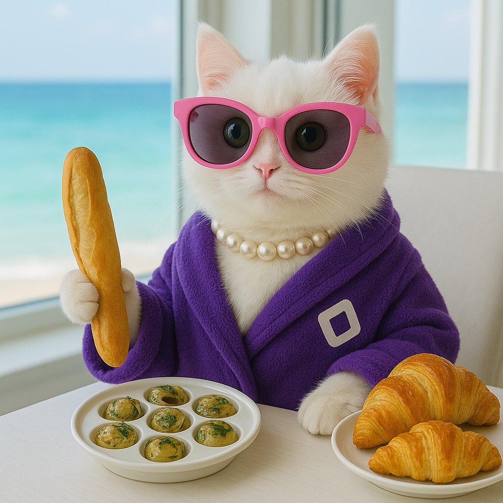 Gmonad 🐱💜 

Because this feed was seriously lacking cats… and some frenchnads are still out here talking about escargot, croissants, and baguettes 🐌🥐🥖 

Cheers to the weekend ✨