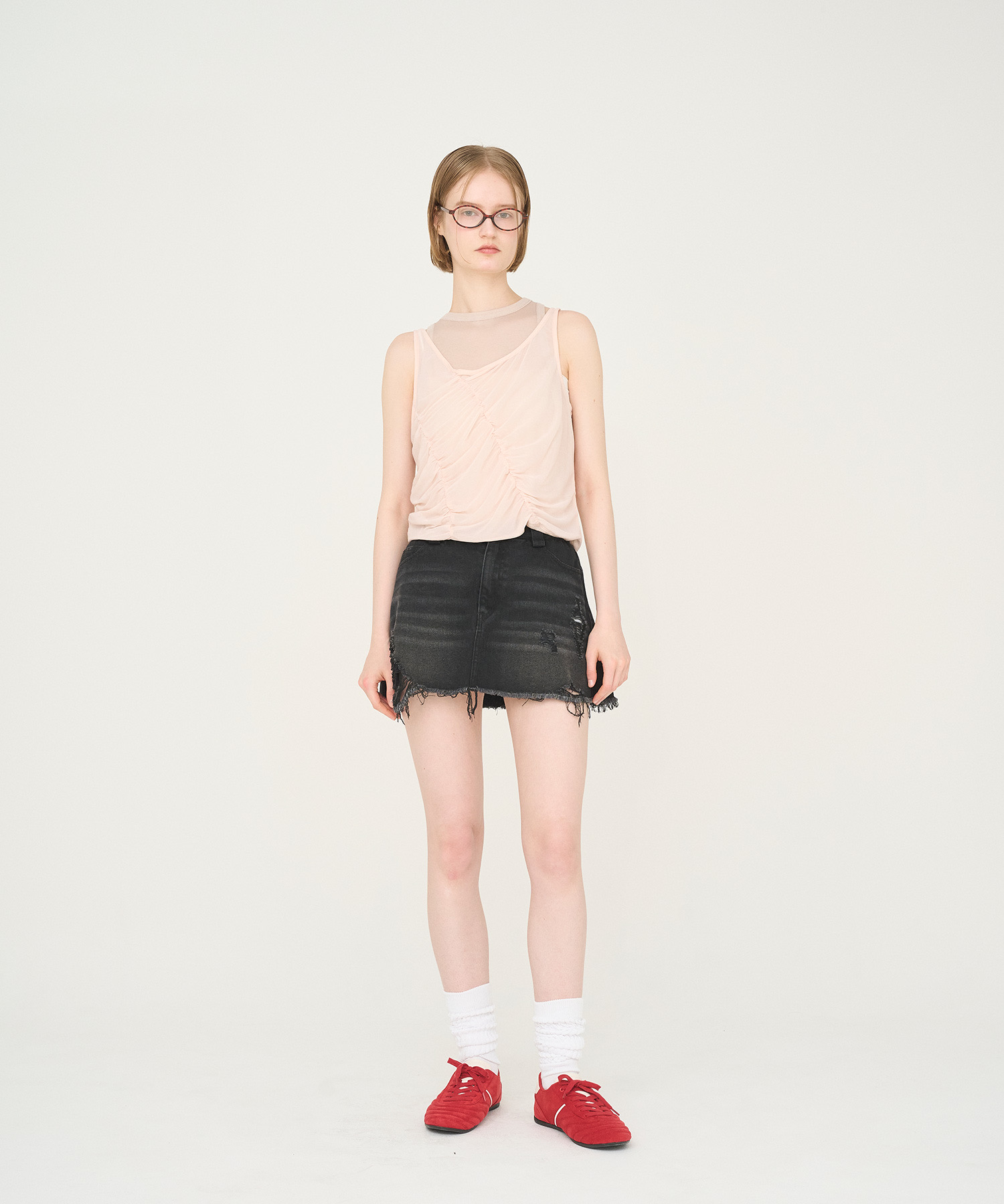 タンクトップ ノースリーブ 「Nora Lily」「elle」Ripple Sheer Layered Tank Top レディース セール】【Nora Lily】「elle」Ripple Sheer Layered Tank Top
