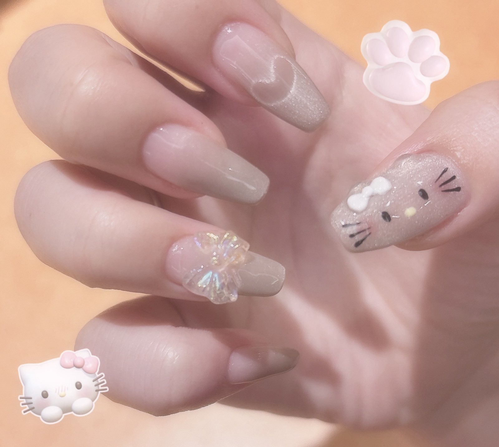 キティ エリコネイル えり #スカルプネイル #スカルプチュア #スクエアネイル