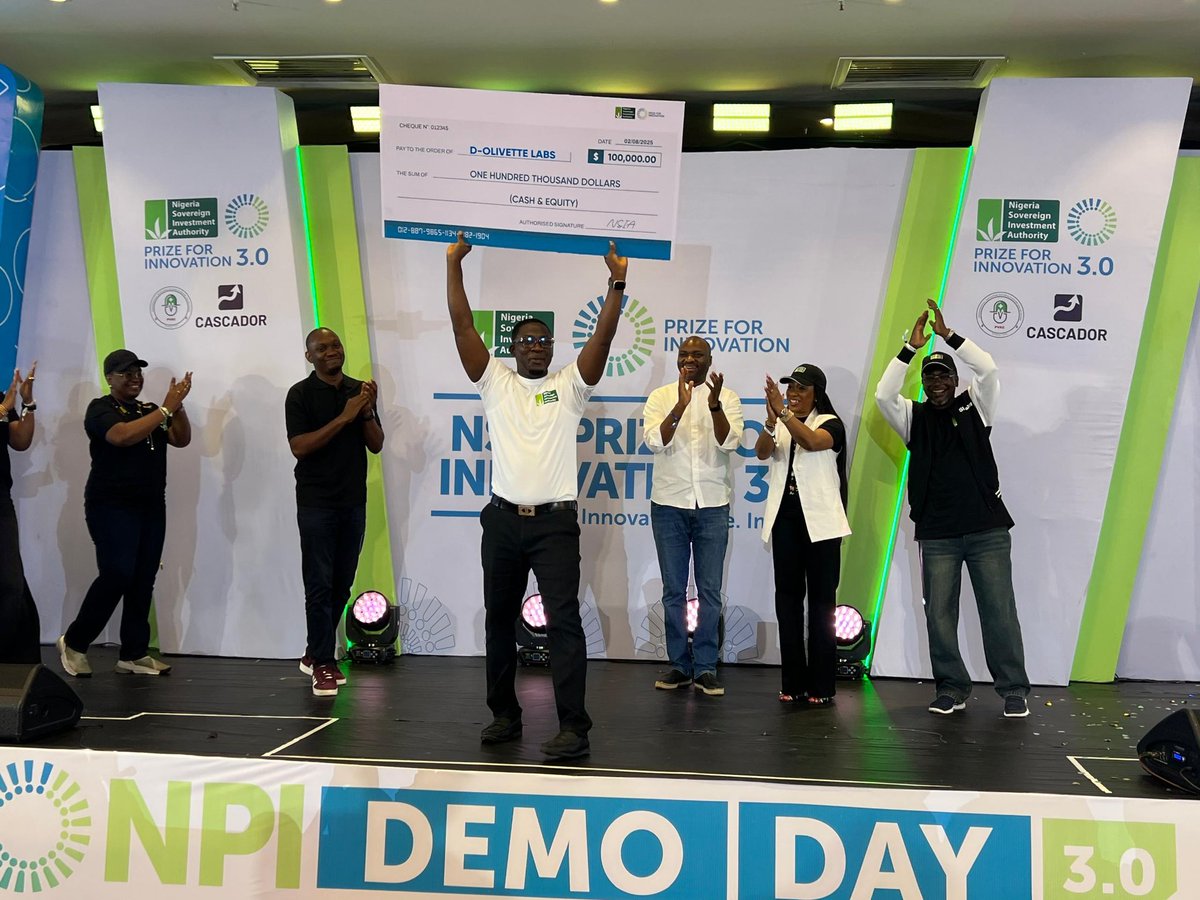 Bams_Jnr's tweet photo. Congratulations to D-Olivette Labs on their well-deserved win at NSIA Prize for innovation 3.0! 🎉🎊🥳
#NPI2025 https://t.co/Ca9KUd2s8r