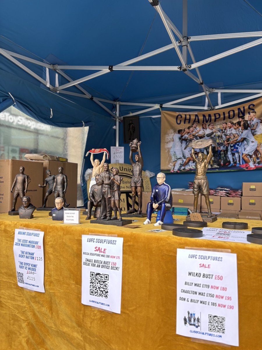 We are at The Springs Thorpe Park in East Leeds today until 3pm and tomorrow from 10-3pm with our latest #Wilko  and #Bielsa collections 💙💛 #lufc