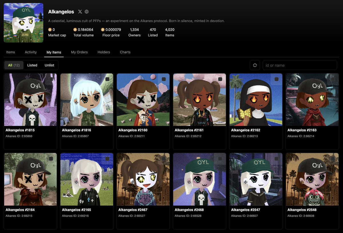 alkanes as a whole been down on volume lately

but alkangelos is outperforming all orbitals in terms of daily and weekly volume

rn the floor sitting at $10 feels heavily undervalued. art is top-tier. easily some of the cleanest visuals i’ve seen on orbitals so far.

not saying