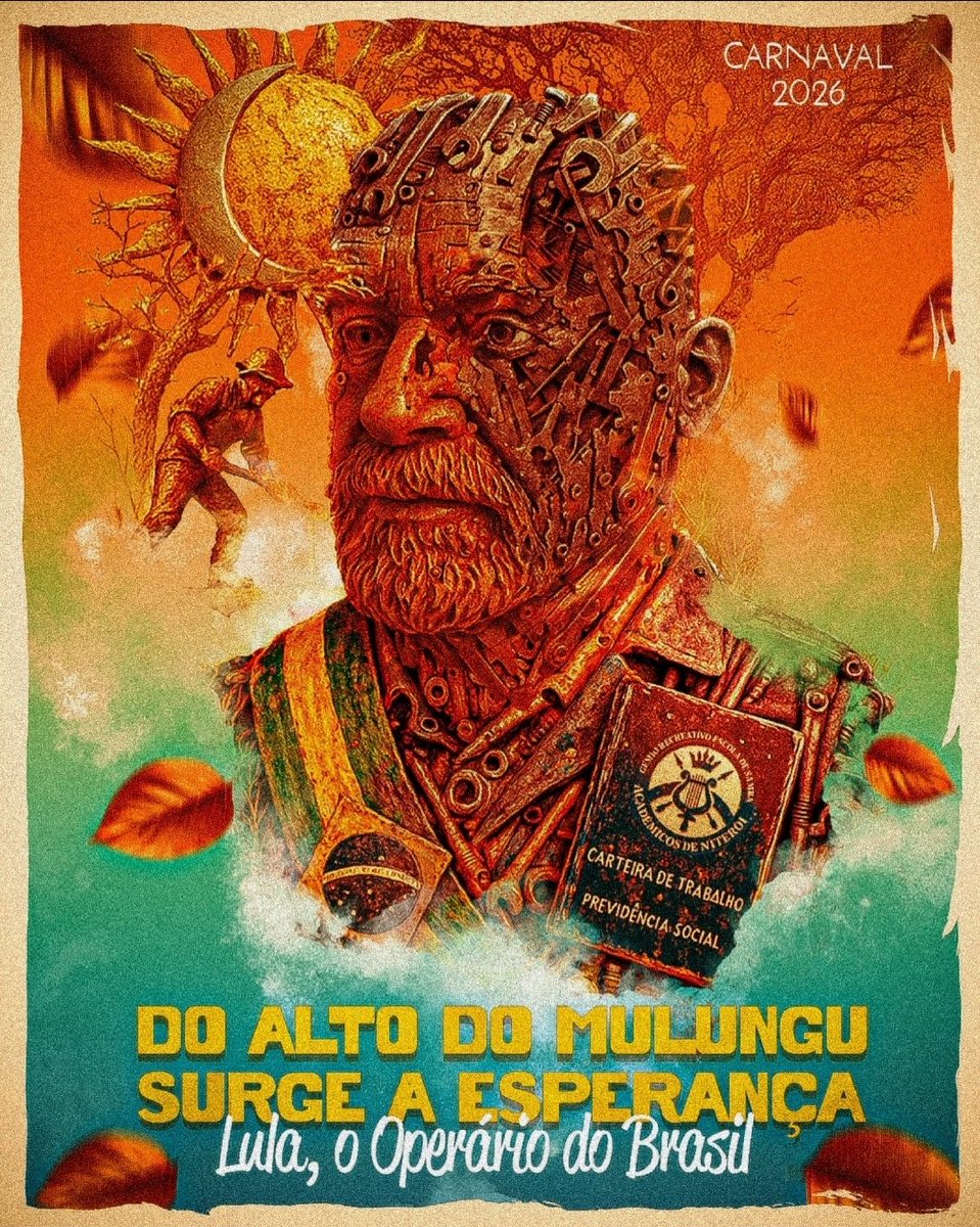 A ACADÊMICOS DE NITERÓI DIVULGOU A LOGO DO ENREDO PARA O CARNAVAL 2026 " DO ALTO DO MULUNGU SURGE A ESPERANÇA. LULA, O OPERÁRIO DO BRASIL" ⚜️🔵⚪️