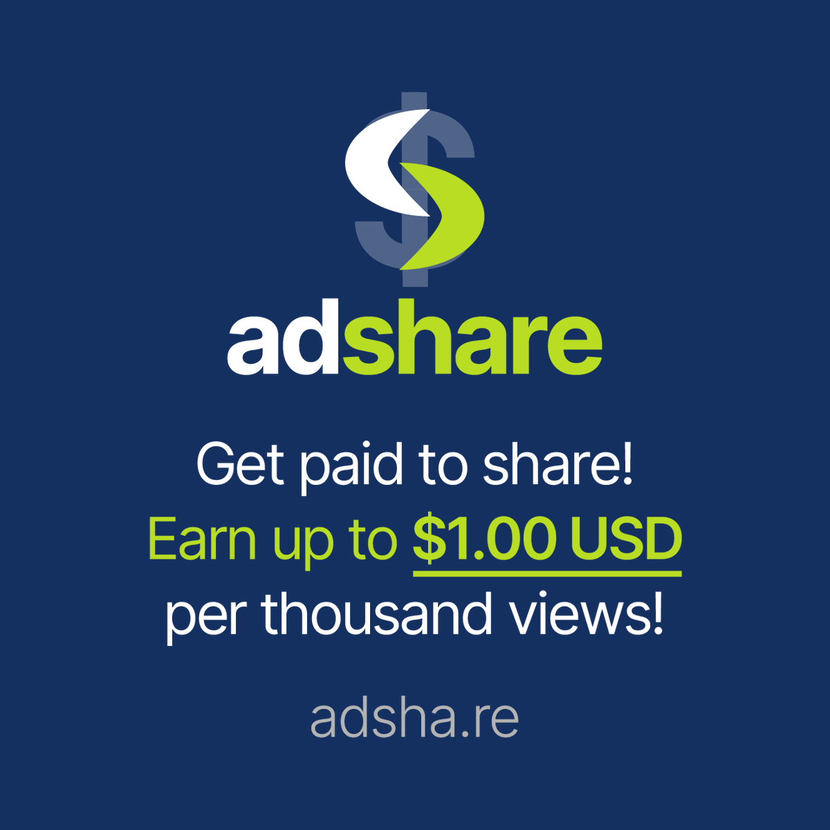wordlinx's tweet photo. NEED some cash? 🤑

AdShare now pays up to $1.00 USD for every 1,000 link views! Easy cashout at $10!

Start earning today! https://t.co/AETcdtUk7b

#getpaid #makemoney #earncash #onlineincome https://t.co/UmDM2mMAew
