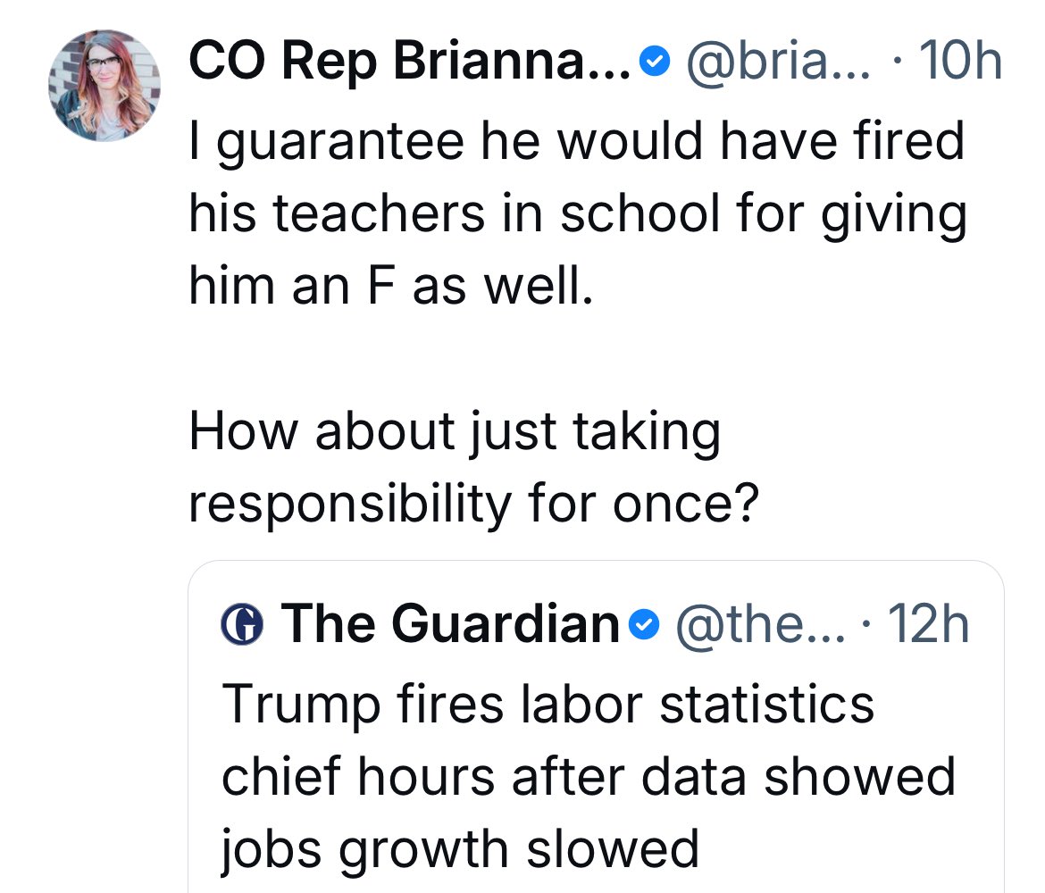 “Take responsibility” from a Colorado Democrat whose party constantly blames others for the catastrophes they cause. Brian is a dude.