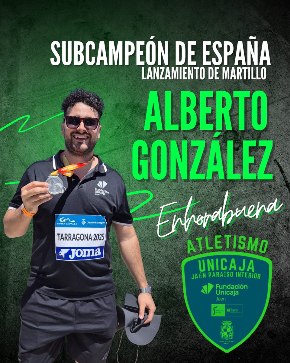 Alberto González se ha proclamado SUBCAMPEÓN 🥈 de ESPAÑA ABSOLUTO 🇪🇸 en Lanzamiento de Martillo.

¡ENHORABUENA, ALBERTO!

#TodoAlVerde 💚💚💚