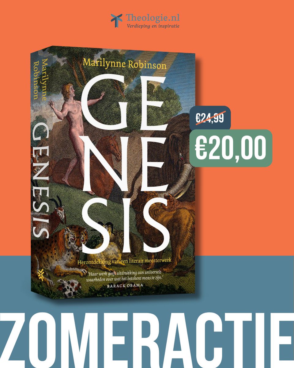 Speciaal voor de zomer is 'Genesis' van Marilynne Robinson afgeprijsd van €24,99 naar €20,00! benieuwd hoe jij de korting kan toepassen? Kijk op: theologie.nl/zomeractie-202…

#zomeractie #korting #theologie #geloof #boek