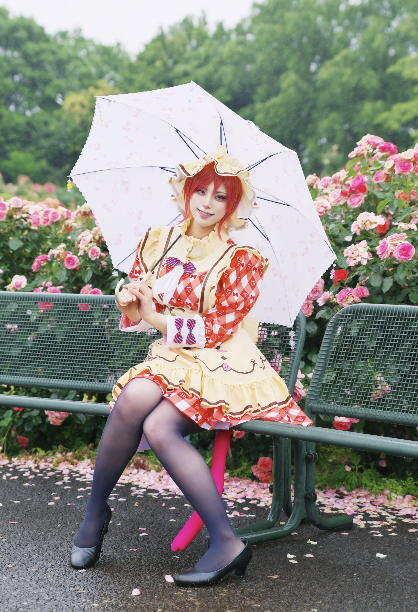 ラパフェ⭐︎バラとピンクレースリボンの姫系髪飾り⭐︎美品⭐︎姫ギャル⭐︎コスプレ小物 姫ギャル リボン バラ ラパフェ風 デカリボン ギャル ロリータ