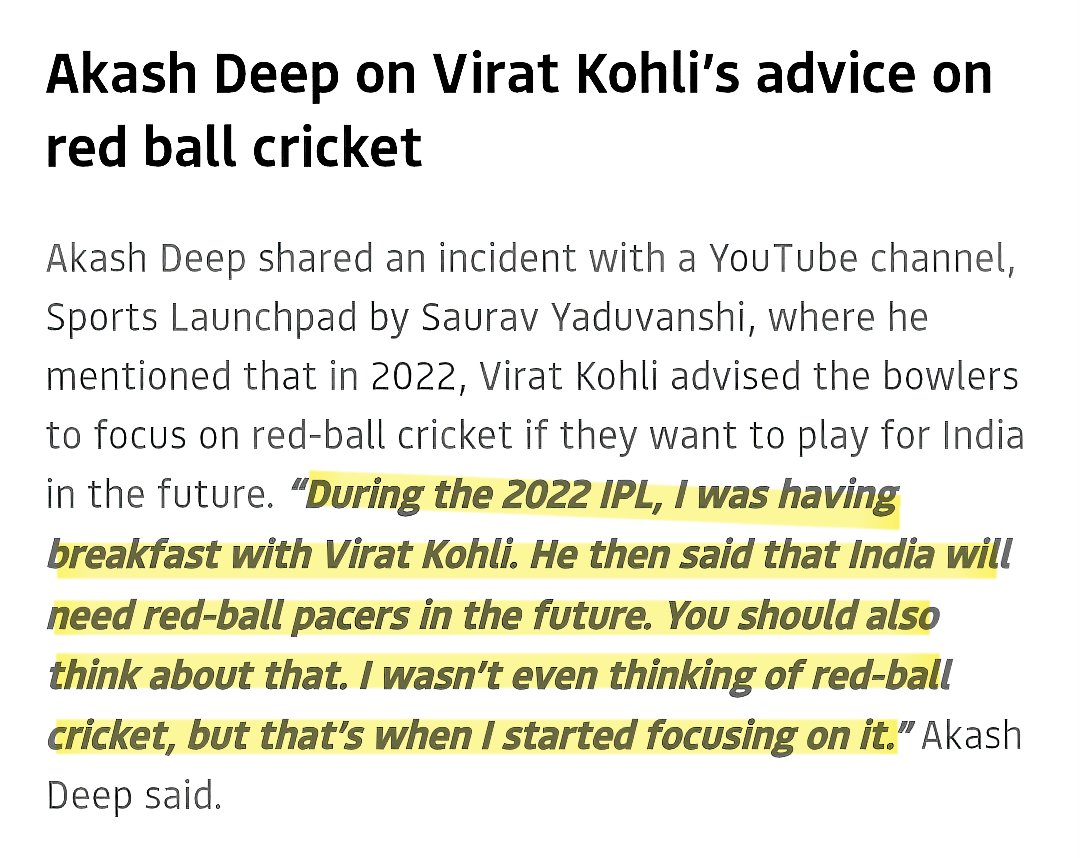 onlyprathamesh's tweet image. We should be grateful to Virat Kohli for motivating #AkashDeep to focus on Test cricket. 🫡