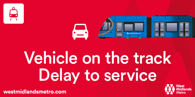#WMMServiceUpdate [15:02]        

❌Due to a vehicle blocking the tracks at Corporation Street there is no service between Bull Street and Edgbaston Village.

✅Trams are operating between Wolverhampton Station and Bull Street only.

We apologise for any inconvenience caused.