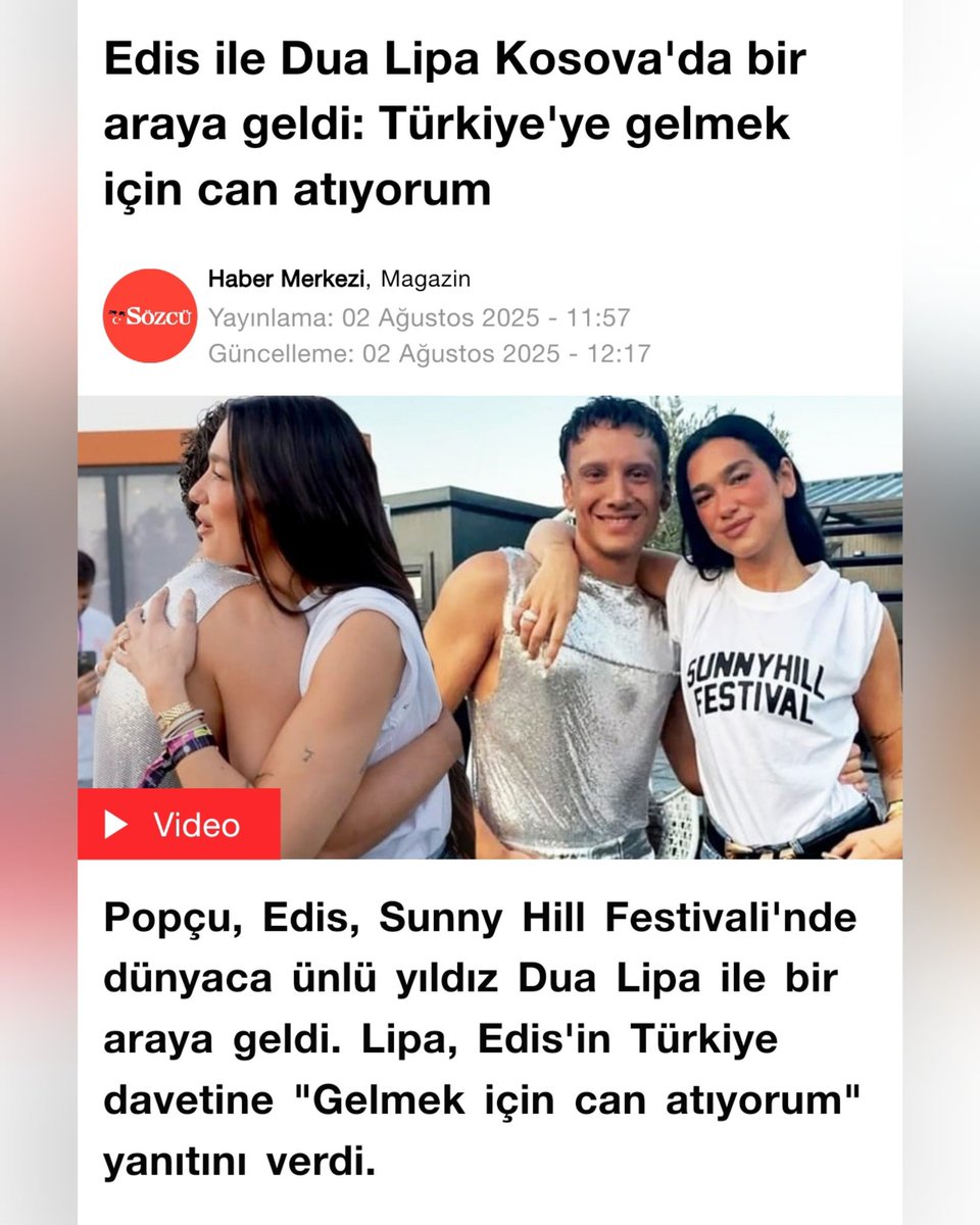 Edis &amp; Dua Lipa bir araya geldi.
sozcu.com.tr/kosova-da-bulu…