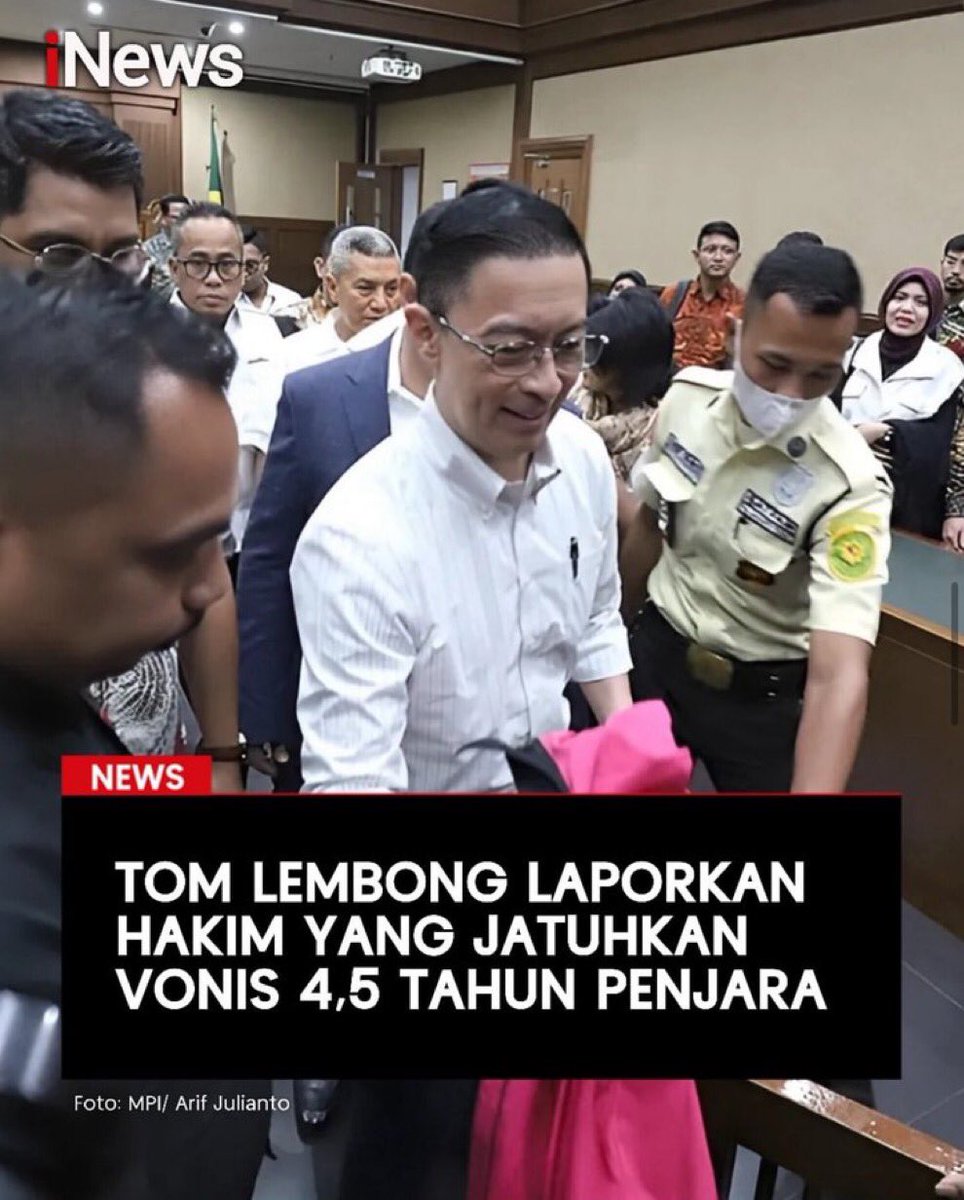 Setelah dapat abolisi, sekarang mau balas dendam..??!
Tom Lembong siap laporkan hakim yang vonis 4,5 tahun. Negara hukum berubah jadi negara sakit hati. Habis ini jaksa, habis itu siapa? Satpam PN ??!
-