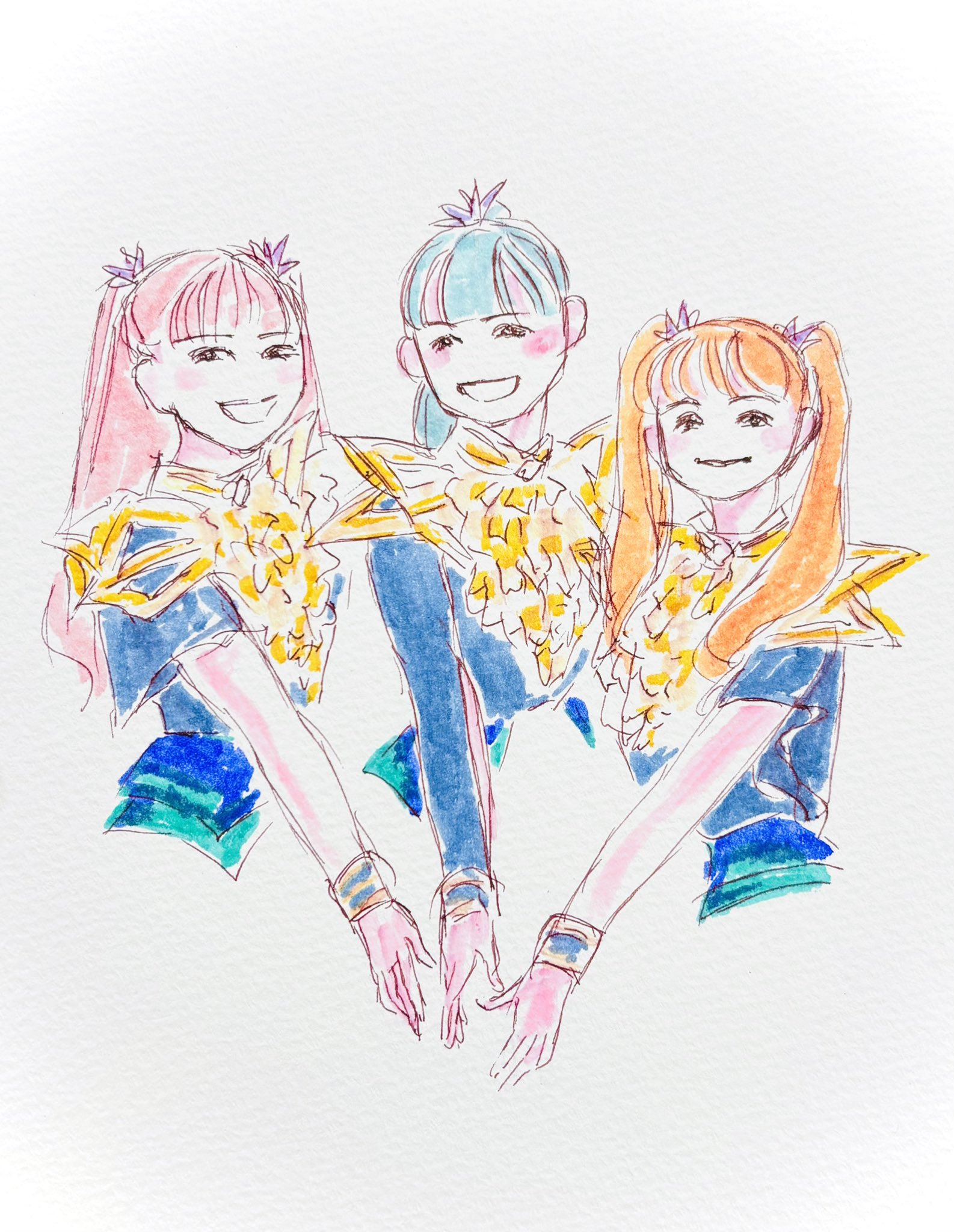 絵画 momorin 年末年始第二弾！！ 真ん中をブルーメタリックにして、オーロラ