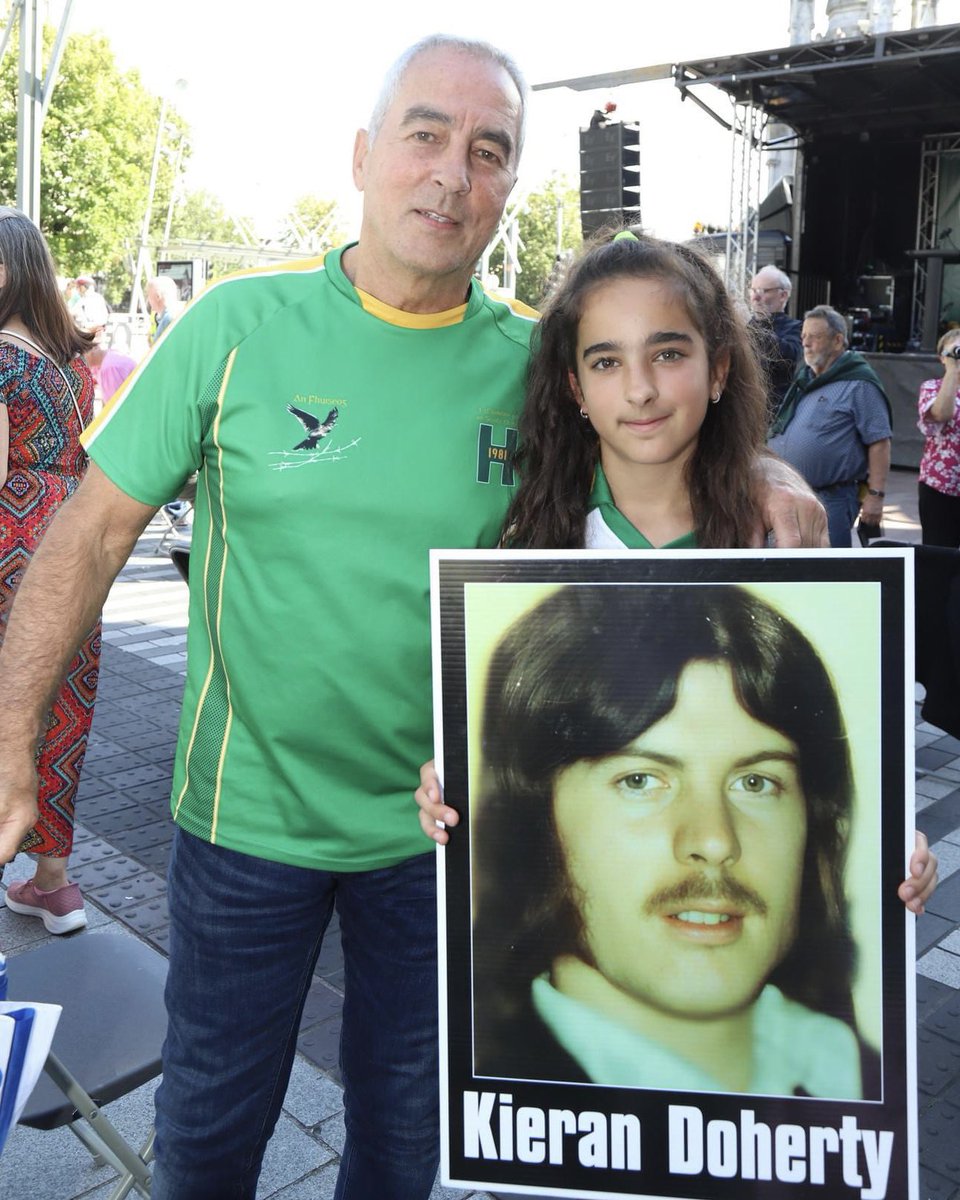 1981 Hunger Striker Pat Sheehan with his daughter, holding Kieran Doherty’s portrait, the man he replaced on Hunger Strike.

“Our revenge will be the laughter of our children”