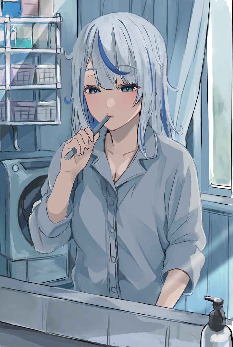 #描いていルカ　#100日チャレンジ
DAY67 寝起き歯磨き