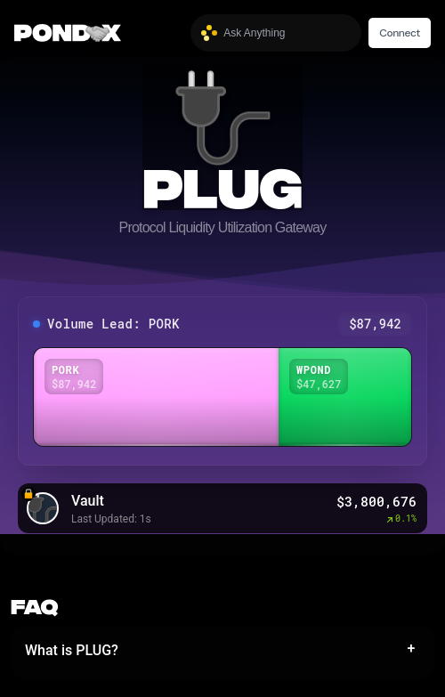 PLUG
🔌🔌🔌🔌🔌🔌

Volume Lead: $PORK
Volume: $87,942

Vault: $3,800,677

$wPOND $PNDC $PORK
More 🤝 More 💧
pond0x.com/swap/solana?re…