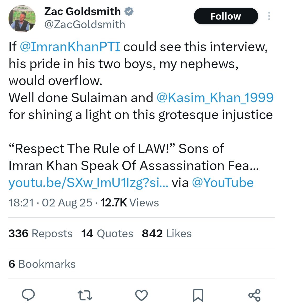 اسی لئے خان نے اسرائیلئ حملے کی مذمت نہہیں کی تھی۔ پہلے بھی لکھا تھا، آج پھر ثابت ہوگیا۔ 
غزہ کے معصوم بچوں کو بھوک سے تڑپا کر مارنے میں یہ خاندان برابر کا اسٹیک ہولڈر ہے۔ اب جن یوتھیوں کو غزہ کے بچوں کی جان سے زیادہ خان پیارا ہے وہ گالیاں ابھی بھی دینگے تو دیتے رہیں۔