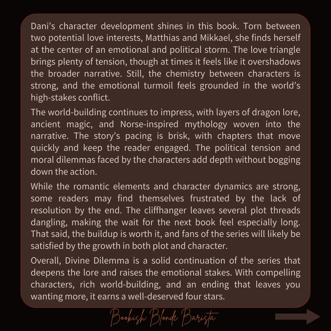 bookishbb's tweet image. Just wrapped Divine Dilemma by Rochelle L. Wilcox and I’m emotionally unwell.
💔Love triangle
🔥Dragon lore
😵‍💫Cliffhanger from the gods
Book 3 is a 4-star read full of tension, magic, and myth. Highly recommend for fantasy romance fans!
#BookReview #FantasyBooks #Romantasy