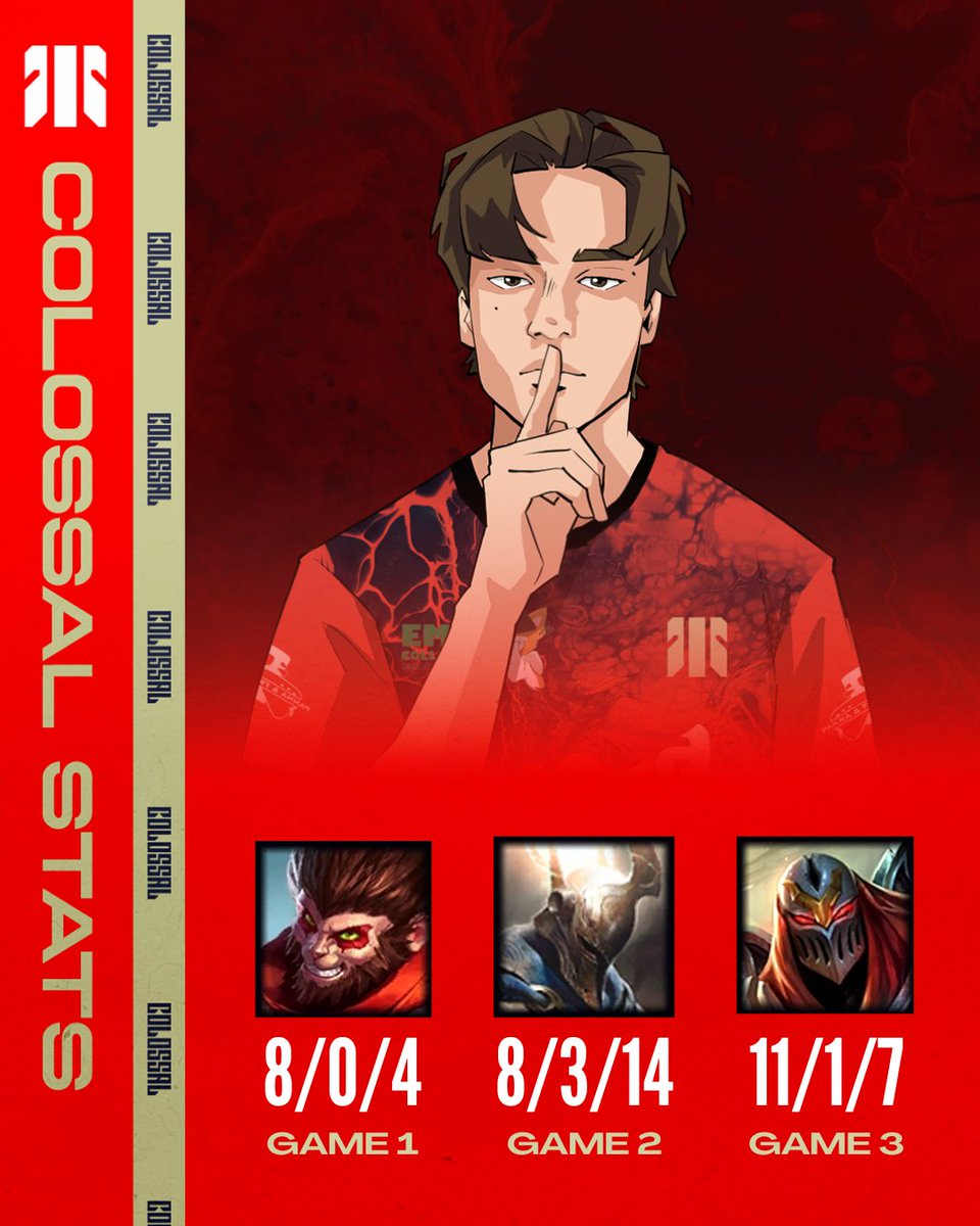 [COLOSSAL STATS]

The MVP of the series against aNc Legends goes to <a href="/jeykup2/">jeykuplol</a>! 👑

With stellar performances on Wukong, Pantheon, and Zed, Jeykup showcased remarkable skill, strategy, and adaptability, leading the team to an unforgettable victory. 👏

#LIT25 #ThatsLIT