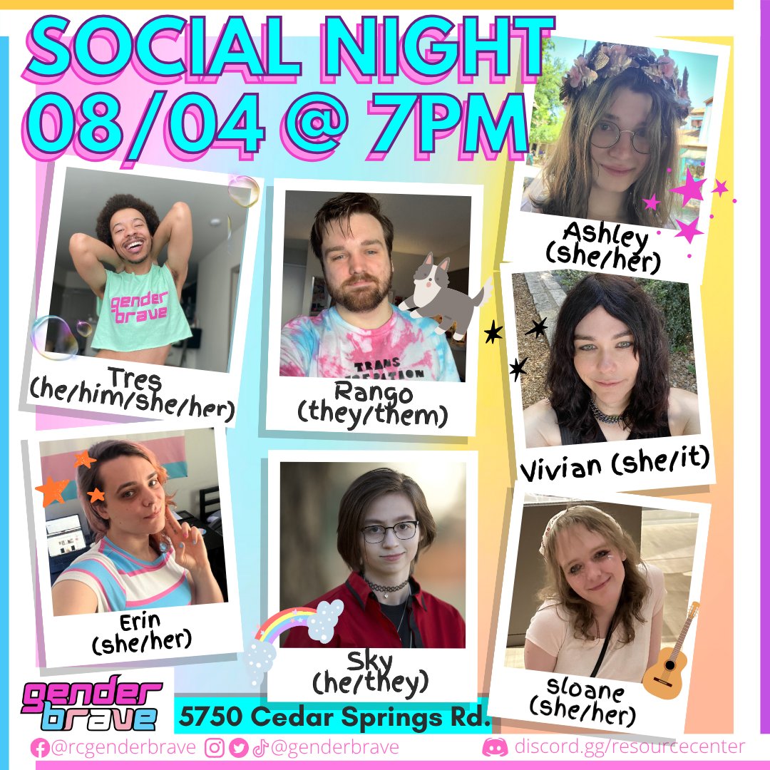 GenderBrave's tweet image. Free food, tons of games and a friendly atmosphere!  Join us for another Social Night at GenderBrave!!  GenderBrave is a social group for trans and gender expansive people (ages 18-35) to do good in our community.

#GenderBrave #lgbtq #lgbt #transgender