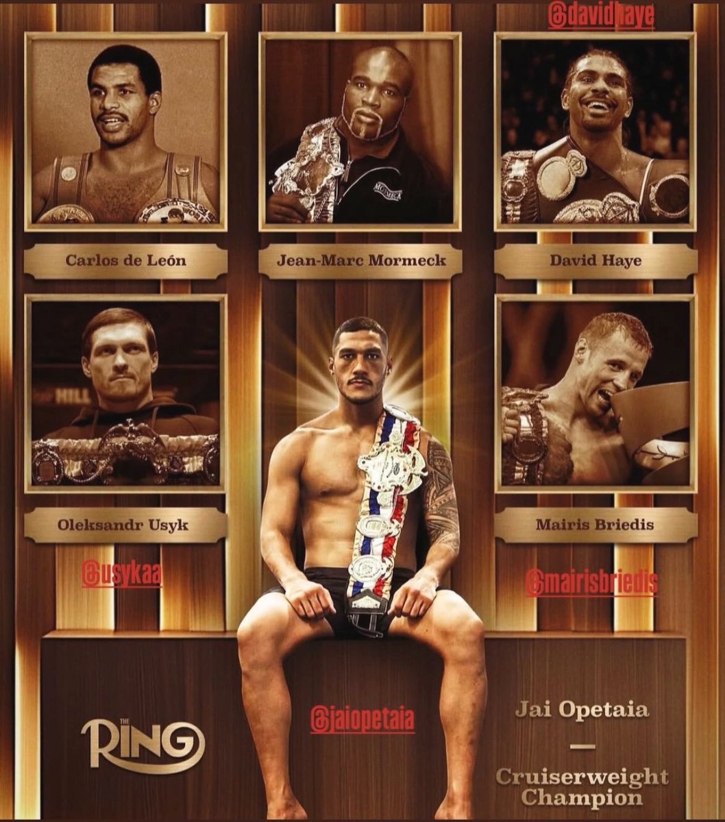 Jai Opetaia (@jaiopetaia1) on Twitter photo Proud to have defended the <a href="/ringmagazine/">Ring Magazine</a> belt more times than any other Cruiser but we arenβt done yet. We have more to accomplish. #TeamOpetaia Proud to have defended the <a href="/ringmagazine/">Ring Magazine</a> belt more times than any other Cruiser but we arenβt done yet. We have more to accomplish. #TeamOpetaia
