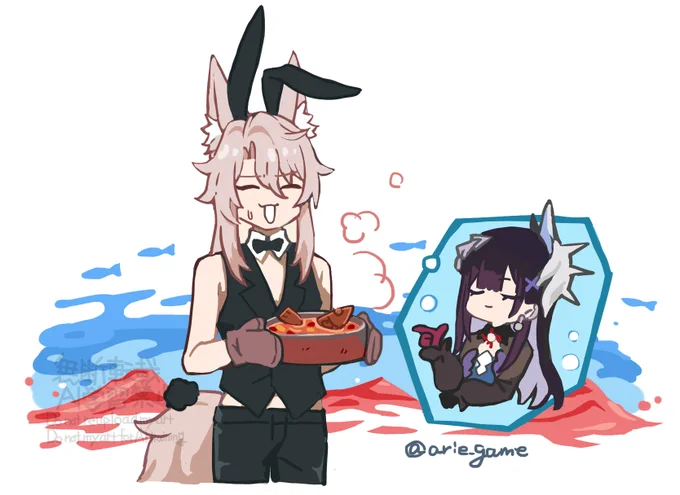 キツネかウサギかわからんバニー描こう思ってたら、海鮮鍋の可能性感じて脳内フェスティバル