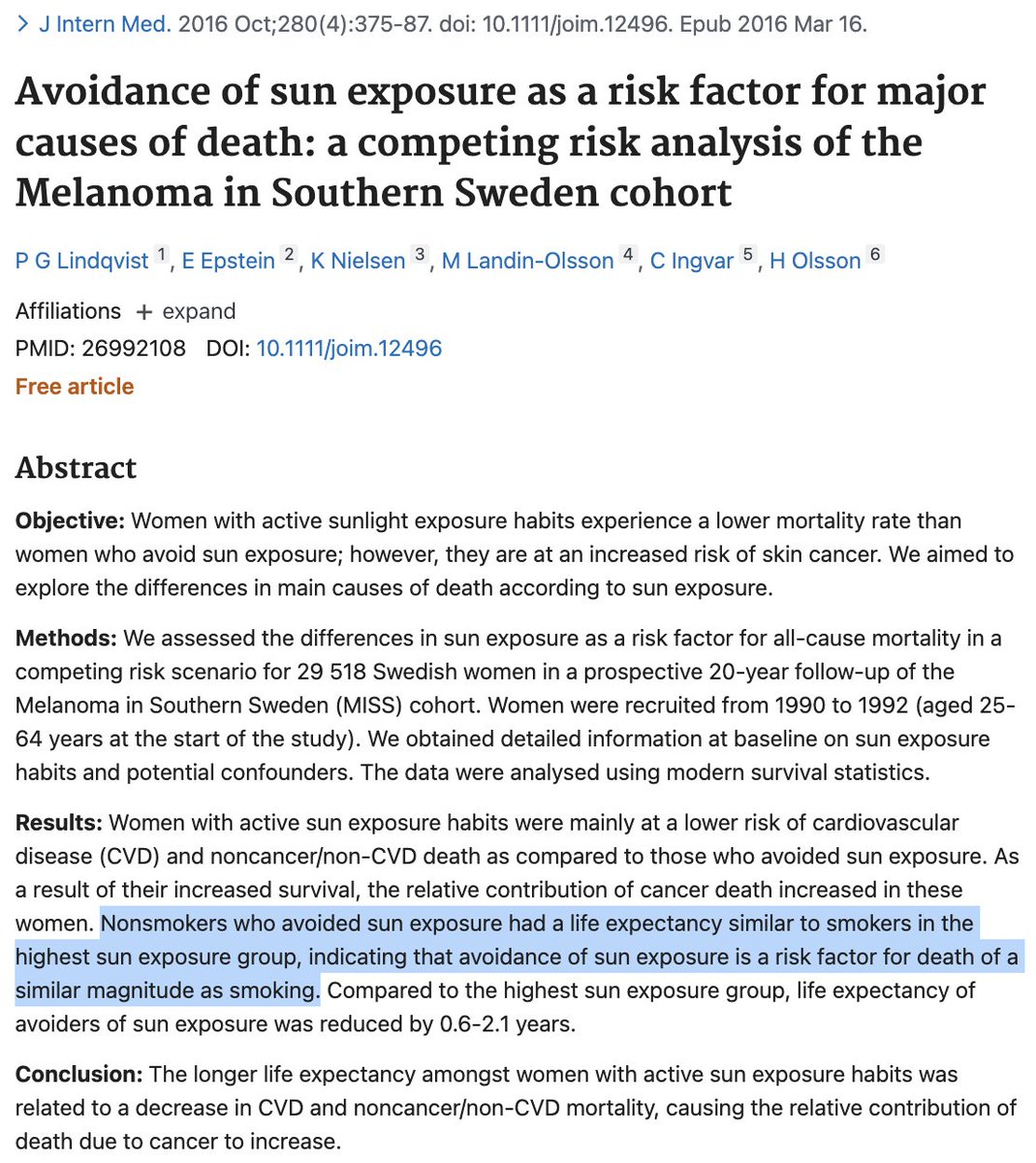 🚨 Avoiding the sun decreases life expectancy as much as smoking.