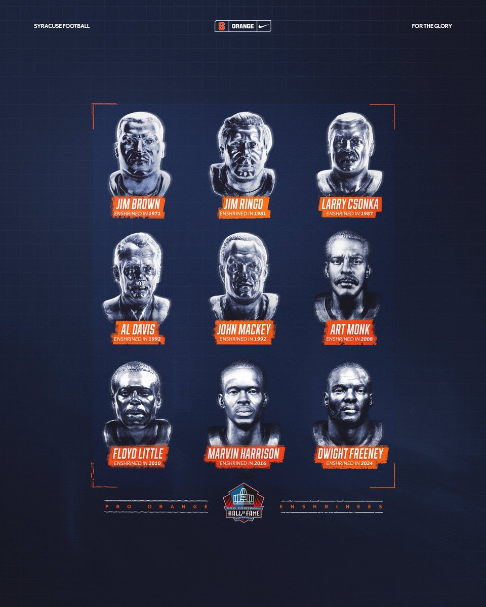 Syracuse Football (@cusefootball) on Twitter photo Happy <a href="/ProFootballHOF/">Pro Football Hall of Fame</a> day 🍊🎯
Who’s your favorite former Orange Hall of Famer??? Happy <a href="/ProFootballHOF/">Pro Football Hall of Fame</a> day 🍊🎯
Who’s your favorite former Orange Hall of Famer???