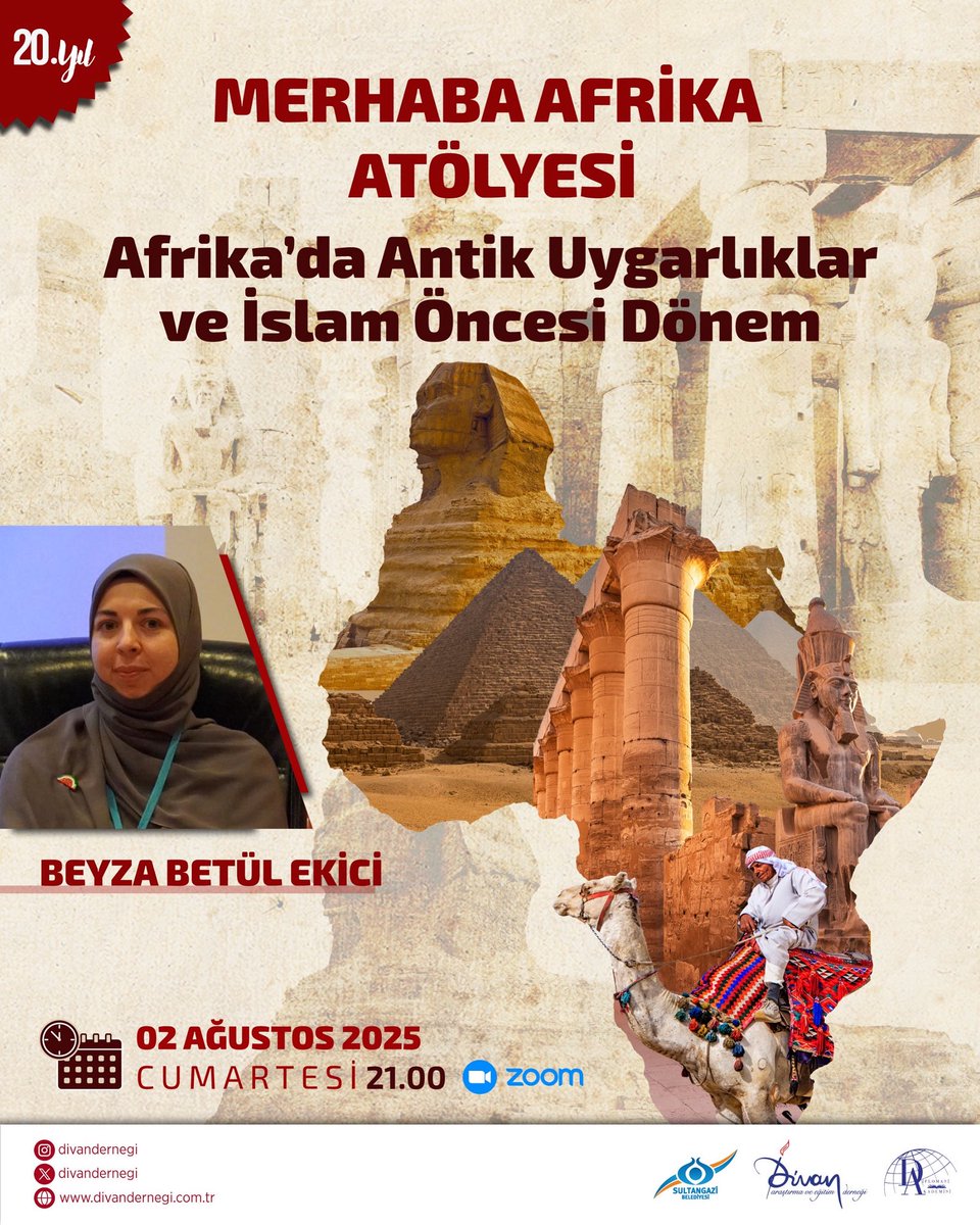 Merhaba Afrika Atölyesi kapsamında “Afrika’da antik uygarlıklar ve İslam öncesi dönem” başlıklı program düzenlenecektir. 

📌 2 Ağustos Cumartesi | 21.00