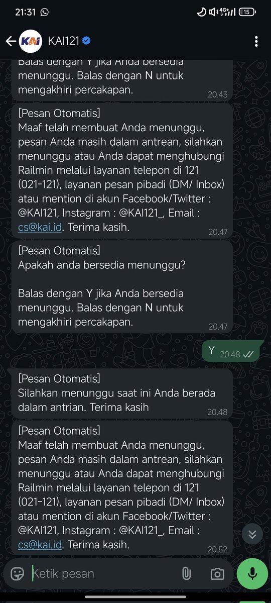 nophall_'s tweet photo. ini kalo mau hubungin @KAI121 musti kemana sih? 121 ga ada operator (bilangnya lagi dalam antrian, di wa yg bales robot Mulu, DM ga dibales, mention apalagi.

cek DM gih https://t.co/uKQJbhiR3y