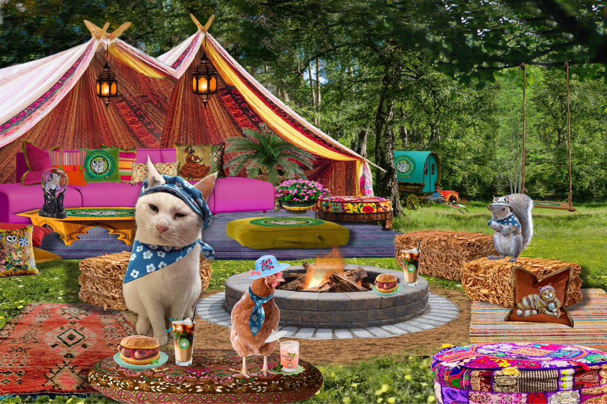 #HWCafe we have made it to the tented terrace. Trev will be swinging through the trees soon after all the G and T he’s drank. #HWCafe. ❤️❤️🐾🐾