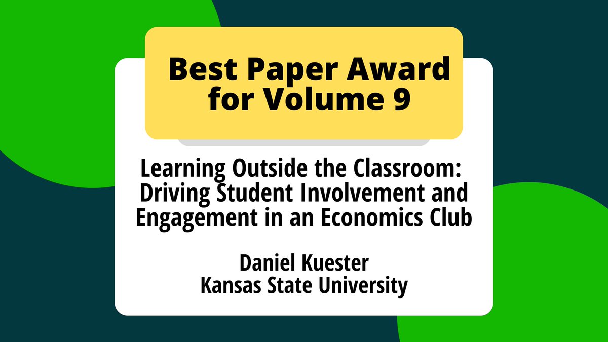 Congrats to Dan Kuester (<a href="/ddkuester/">Dan Kuester</a>) for his paper on boosting engagement in undergrad econ programs!

A must-read for departments looking to keep students connected.

📖 Read it here: journalofeconomicsteaching.org/learning-outsi…